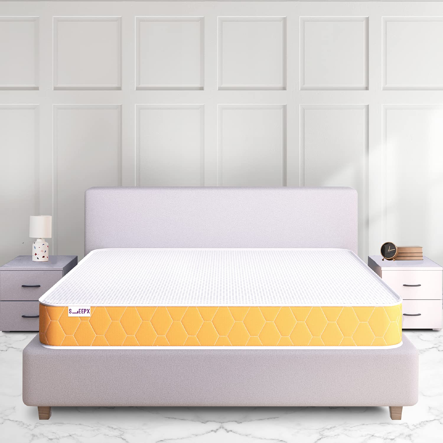 SleepX Dual Comfort Mattress – Medium Soft & Hard – King Bed Size (Orange, 78x72x5)