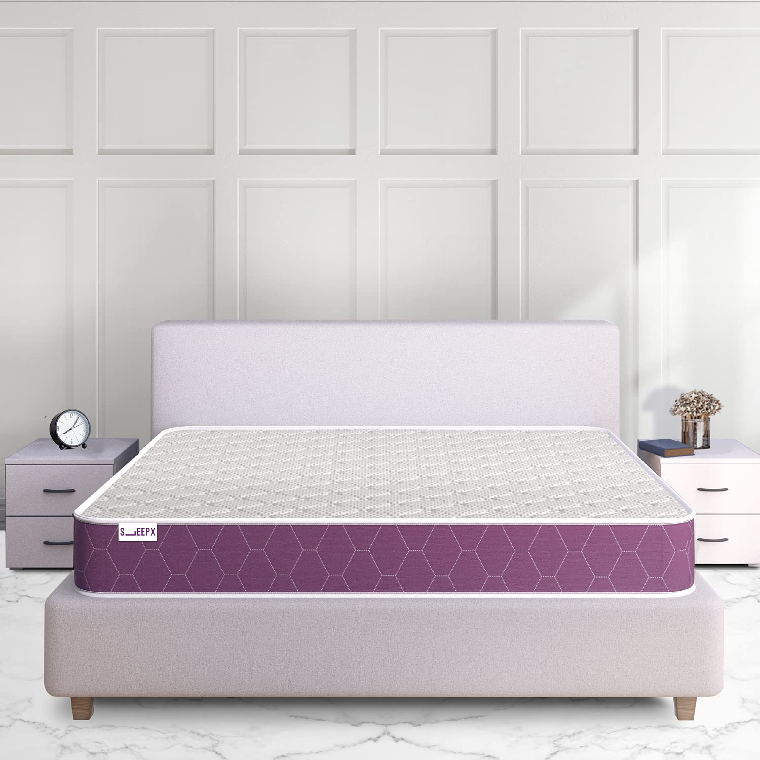 SleepX Ortho 6 inch Double Bed Size, Memory Foam Mattress (Purple, 72x48x6 )