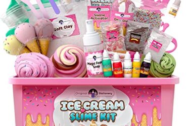 Original Stationery Fluffy Slime Kit for Girls Everything in One Box to Make Ice Cream Slimes, Make Fluffy, Butter, Cloud & Foam Slimes!