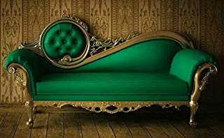Woodkartindia Golden Glossy Premium Teak Wood Sofa Couch Chaises Longues Victorian Style for Home Furniture Living Room