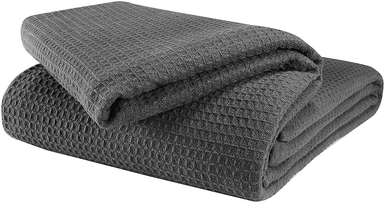 Glamburg 100% Cotton Thermal Blanket, Breathable Bed Blanket Queen Size, Soft Waffle Blanket, Queen Blanket, All Season Cotton Blanket,