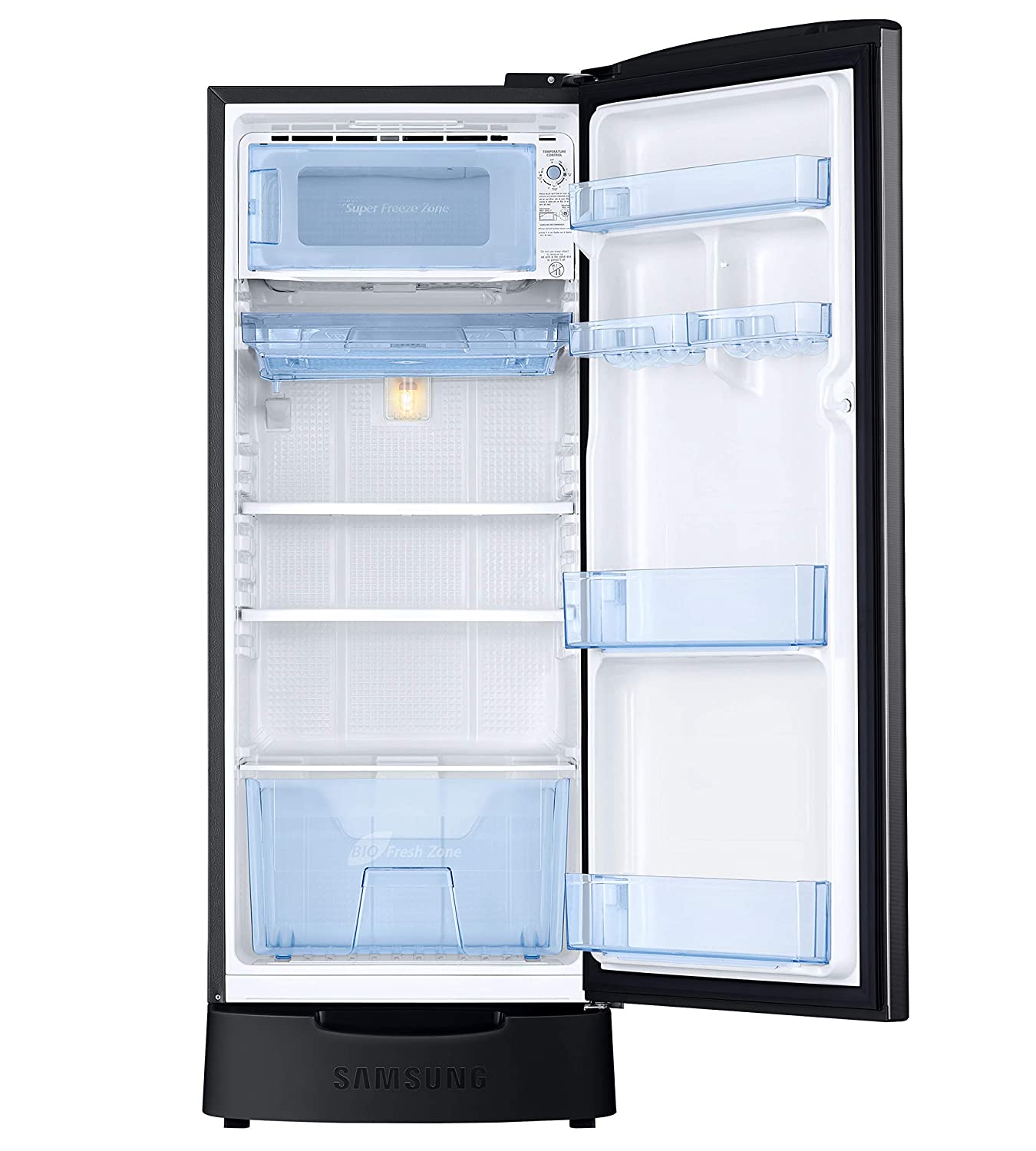 Samsung 192 L 3 Star inverter Direct Cool Single Door Refrigerator (RR20A282YCB/NL, Camellia Black, Base stand drawer)