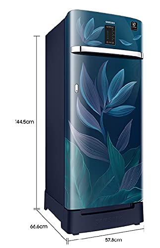Samsung 225 L 3 Star Inverter Direct cool Single Door Refrigerator (RR23A2F2Y9U/HL, Digi-Touch Cool, Base Stand with Drawer, Paradise Bloom Blue)