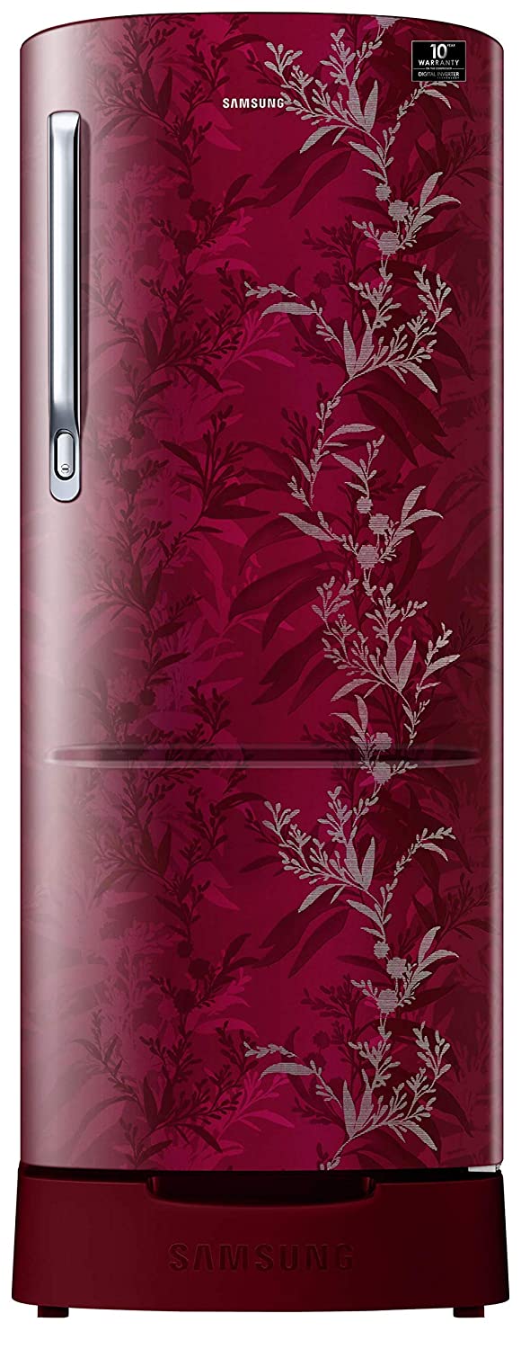 Samsung 230 L 3 Star Inverter Direct-Cool Single Door Refrigerator (RR24T285Y6R/NL, Base Stand with Drawer, Mystic Overlay Red)