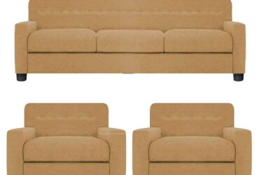 Torque – Walton Fabric 5 Seater Sofa for Living Room (3+1+1, Cream)