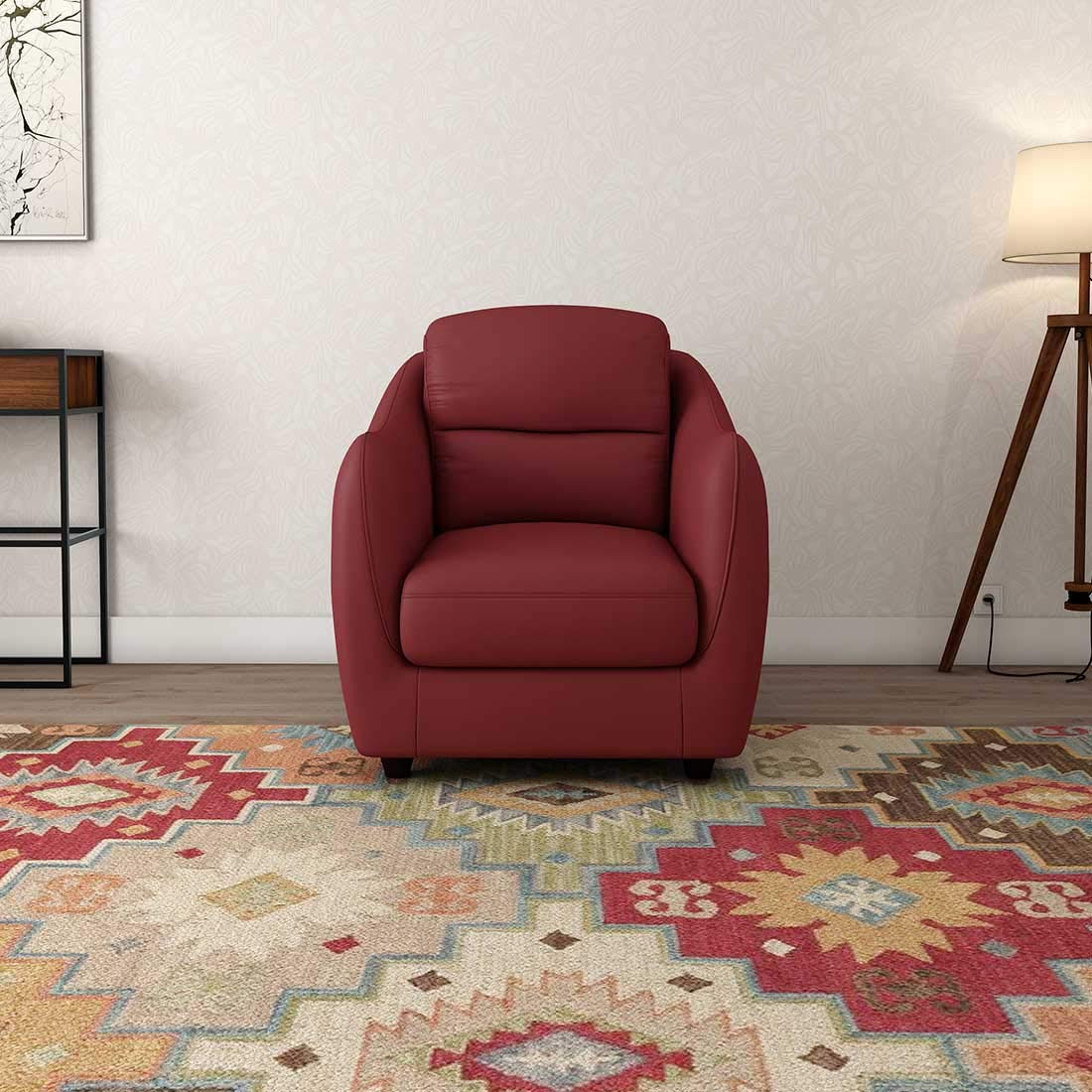 Durian Blaze PVC Single Seater Sofa for Living Room (Burgundy)