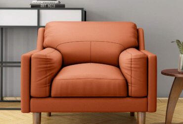Durian Lorraine Leatherette 1 Seater Sofa, Tangerine Orange (Lorraine/A/1)
