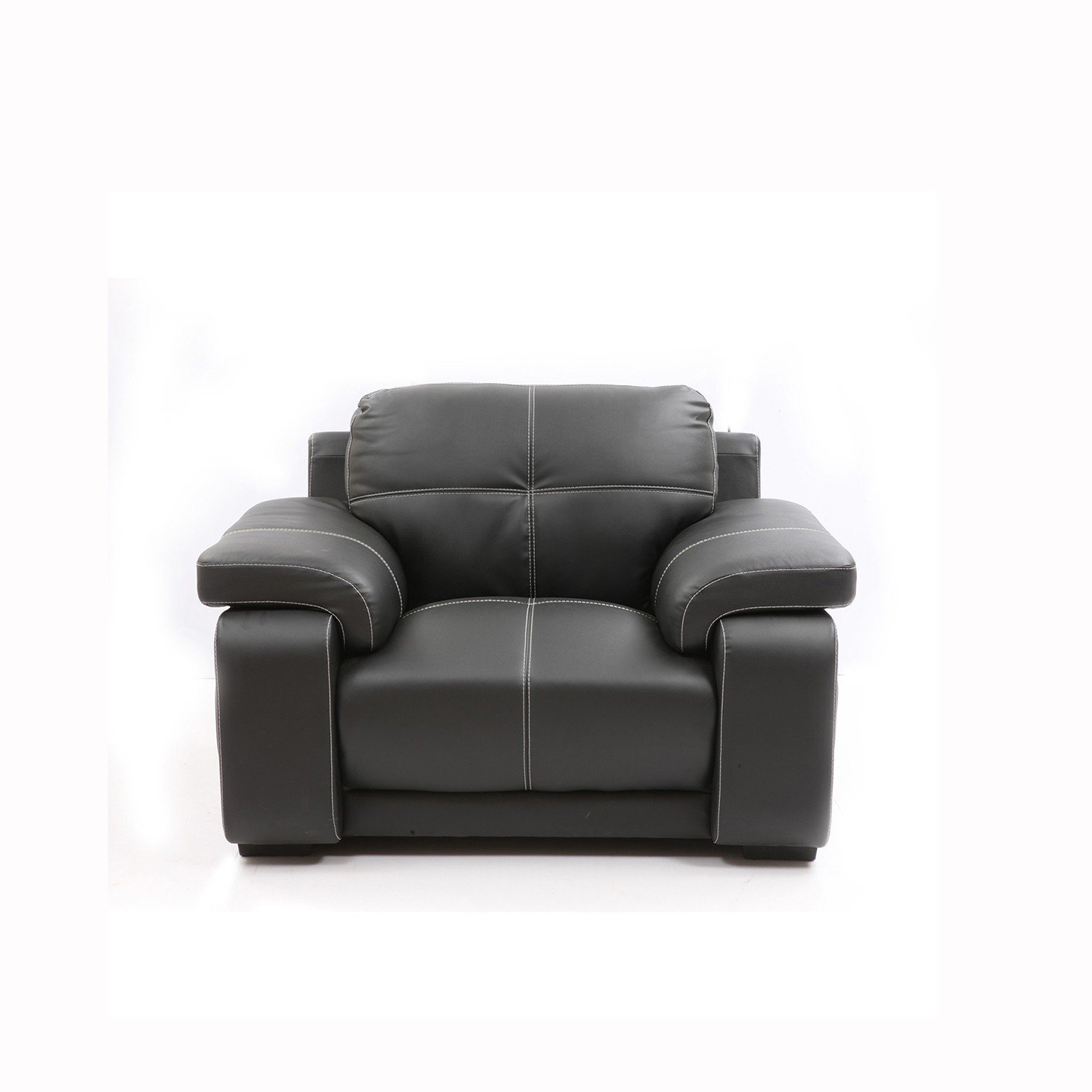 EVOK Leather Marina Sectional Single Seater Sofa (Black)