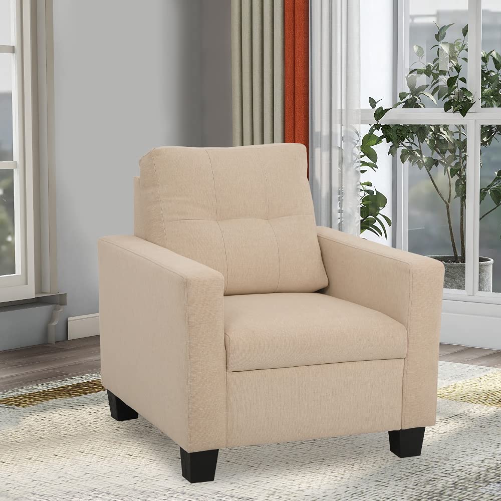 Duroflex Ease Fabric Sofa (Beige, 1 Seater)