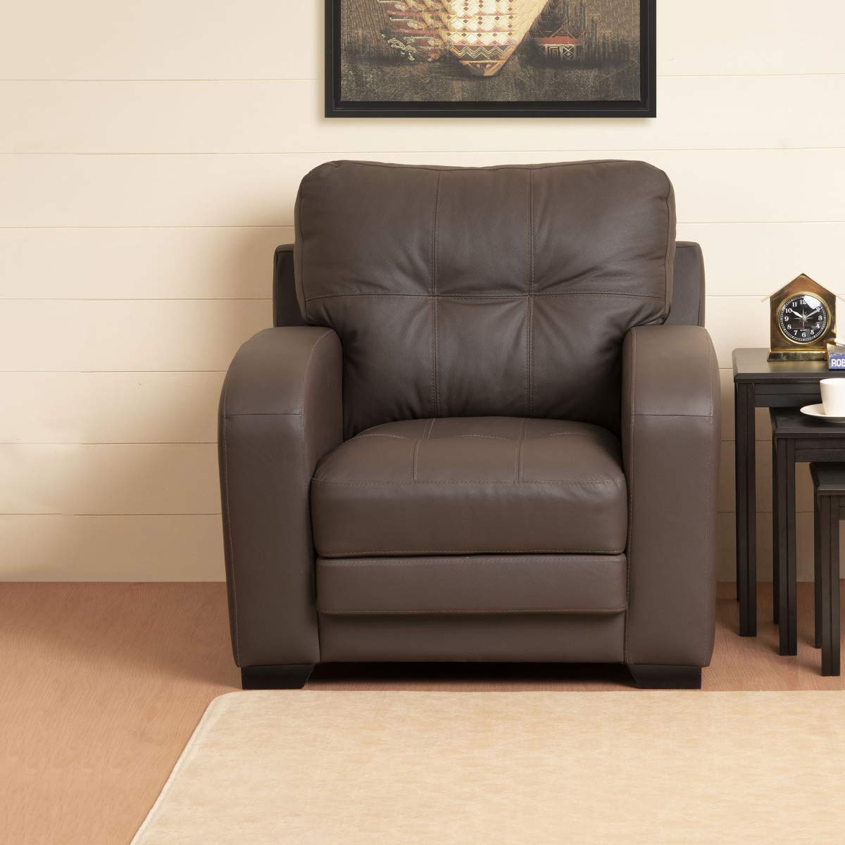 Durian Janet Single Seater Lounge Chair (Glossy Finish, Brown)