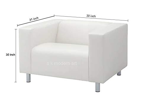 s k modern art Sofa (1 Seater, Design 0055 White Leather)