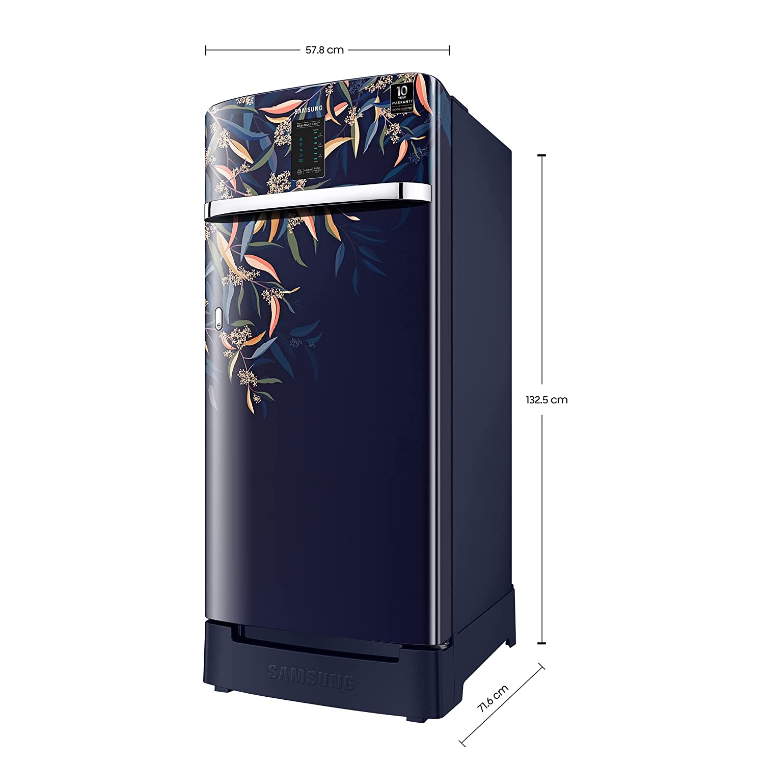 Samsung 198 L 3 Star Inverter Direct cool Single Door Refrigerator (RR21A2F2YTU/HL, Digi-Touch Cool, Base Stand with Drawer, Delight Indigo), Blue