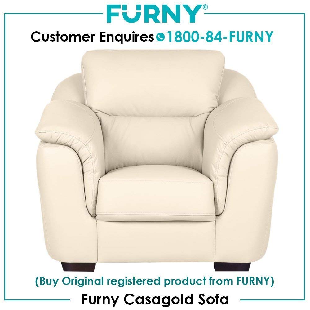 Furny One Seater Casagold Leatherette Sofa for Living Room (Cream)