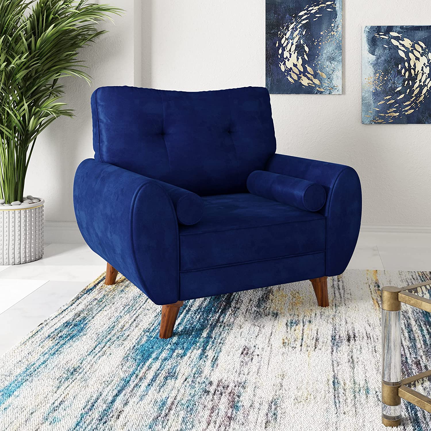 Amazon Brand – Stone & Beam Abingdon Fabric Accent/Lounge Chair (Blue)