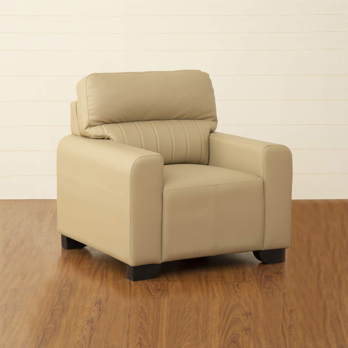 Home Centre Albury Faux leather Textured Arm Chair – Beige