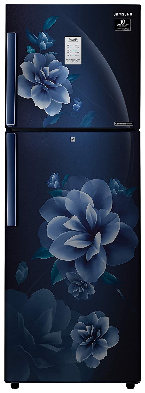 Samsung 253 L 2 Star Inverter Frost-Free Double Door Refrigerator (RT28T3932CU/HL, Camellia Blue, Convertible)