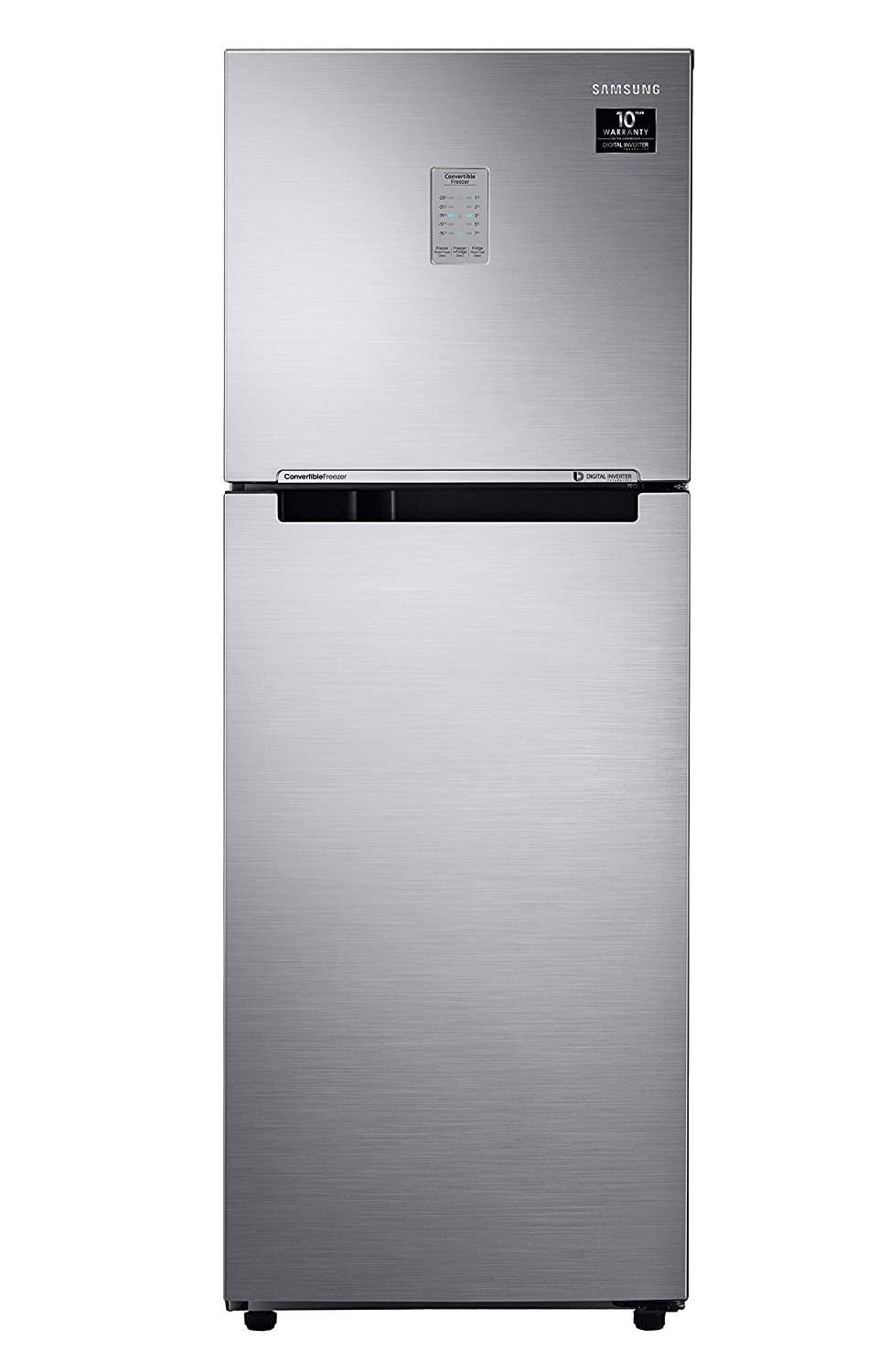 Samsung 253 L 2 Star Inverter Frost Free Double Door Refrigerator (RT28A3722S8/HL, Elegant Inox, Convertible), Silver