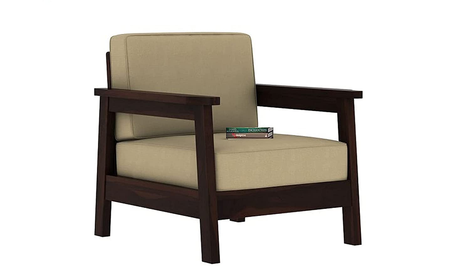 AD Planet Solid Wood Single Seater Sofa for Living Room | 1 Seater Sofa for Office & Lounge | Solid Wood, Walnut Finish Sofa 11