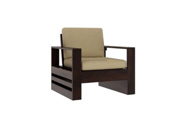 AD Planet Solid Wood Single Seater Sofa for Living Room | 1 Seater Sofa for Office & Lounge | Solid Wood, Walnut Finish Sofa 02