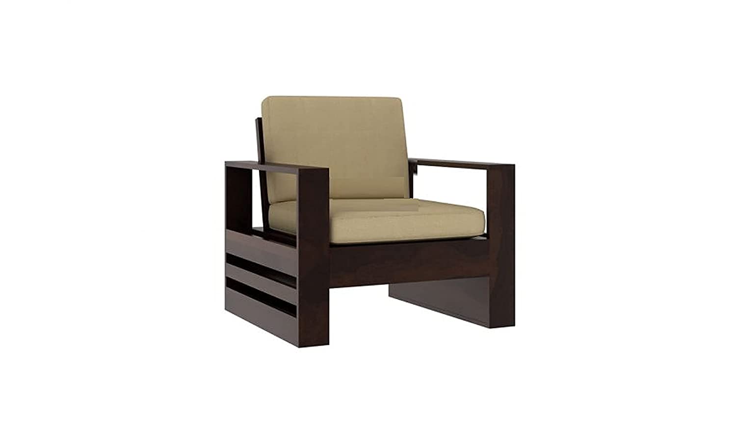 AD Planet Solid Wood Single Seater Sofa for Living Room | 1 Seater Sofa for Office & Lounge | Solid Wood, Walnut Finish Sofa 02
