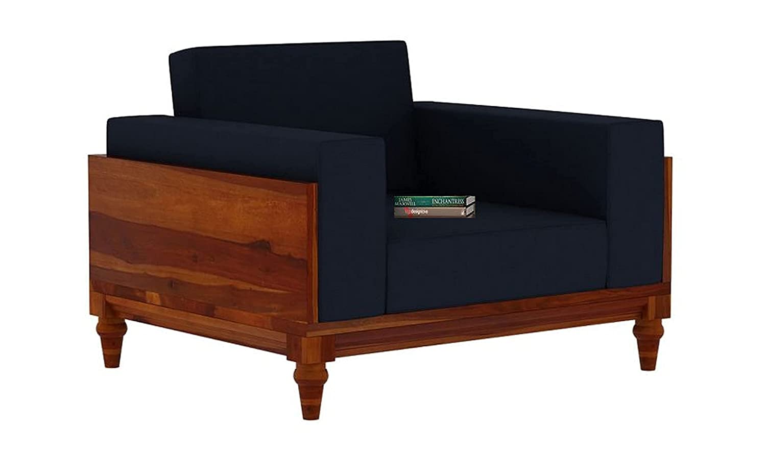 AD Planet Solid Wood Single Seater Sofa for Living Room | 1 Seater Sofa for Office & Lounge | Solid Wood, Honey Finish Sofa 10