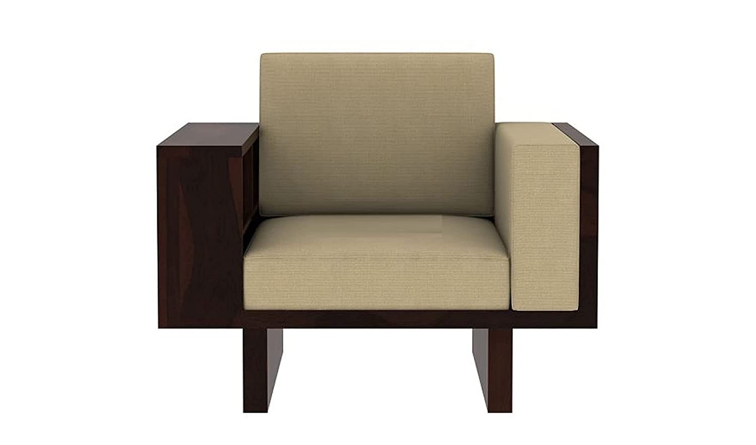 AD Planet Solid Wood Single Seater Sofa for Living Room | 1 Seater Sofa for Office & Lounge | Solid Wood, Walnut Finish Sofa 14