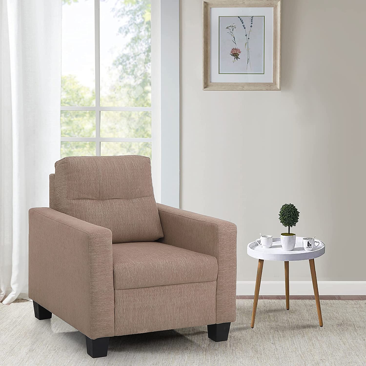 Duroflex Ease Fabric Sofa (Brown, 1 Seater)