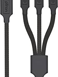 pTron Solero 331 3.4Amps Multifunction Fast Charging Cable, 3-in-1 USB Cable Micro USB/Type-C/iOS, Made in India, Durable & Strong & Tangle-free 118cm in Length (Black)