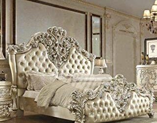 Z H Handicrafts Wooden King Size Bed Teak Wood with Luxury Carving Work and Beautiful interiors Royal Bedrooms, Brown, 203.2 x 101.6 x 101.6 cm