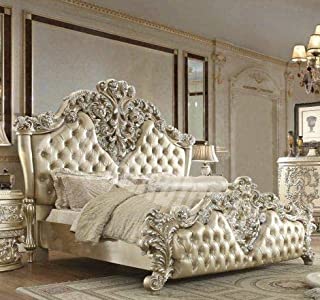 Z H Handicrafts Wooden King Size Bed Teak Wood with Luxury Carving Work and Beautiful interiors Royal Bedrooms, Brown, 203.2 x 101.6 x 101.6 cm