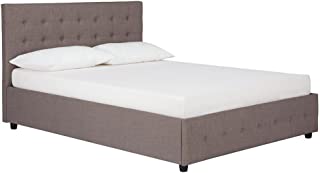 DHP Cambridge Upholstered Linen Platform Bed with Wooden Slat Support and Under Bed Storage, Button Tufted