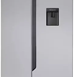 AmazonBasics 564 L Inverter Frost-Free Side-by-Side Refrigerator with Water Dispenser (2022, Auto Defrost, Multi Airflow, Silver Steel)