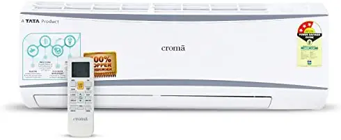 Croma 1 Ton 3 Star Split Fixed Speed AC (Copper, Blue Fins, PM 2.5 Filter with activated carbon, R-32 Green Refrigerant, 2022 Model, 5 Years Compressor Warranty, CRAC7721, White)