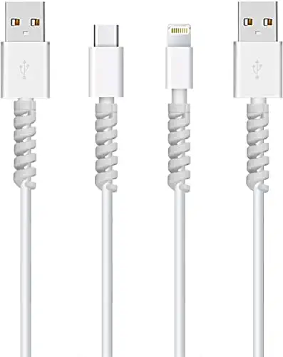 STRIFF 12 Pieces Highly Flexible Silicone Micro USB Protector, Mouse Cable Protector, Suit for All Cell Phones, Computers and Chargers (White)