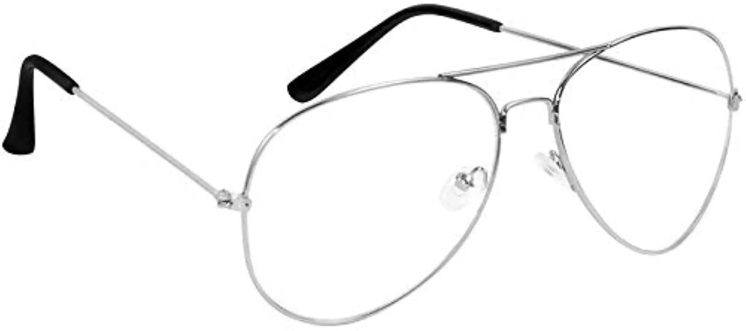 DEVEW™ Silver Frame UV Protected Aviator Sunglasses for Men & Women (Clear/Transparent)