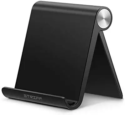 STRIFF PS2_01 Multi Angle Mobile/Tablet Stand. Phone Holder for iPhone, Android, Samsung, OnePlus, Xiaomi. Portable,Foldable Cell Phone Stand.Perfect for Bed,Office, Home,Gift and Desktop (Black)
