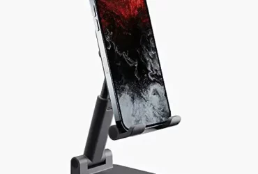 Ambrane Mobile Holding Stand, 180° Perfect View, Height Adjustment, Wide Compatibility, Multipurpose, Anti-Skid Design (Twistand, Black