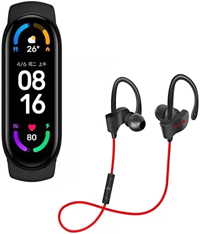 Amazpro (ONLY for Today's Special with Special15 Years Warranty) M6 Smart Band Fitness Heart Rate with Activity Tracker, QC10 Sports Bluetooth Headset