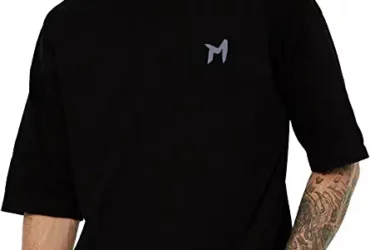 Mebadass Solid Baggy & Dropshoulder Oversized T-Shirt for Men