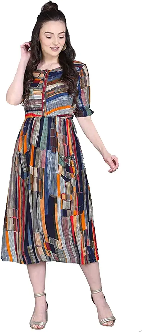 DHRUVI TRENDZ Women Rayon Casual Wear Western Maxi Dress Gown for Girl/Women/Ladies