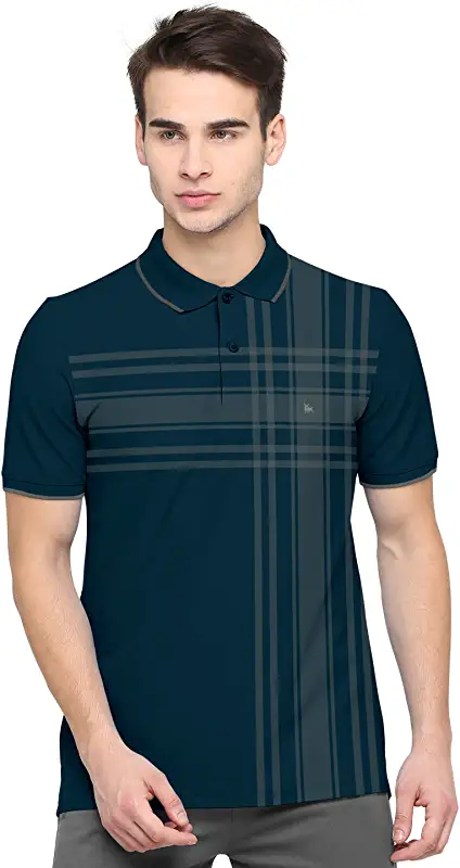 BULLMER Mens Regular Fit Printed Polo Collared Tshirt