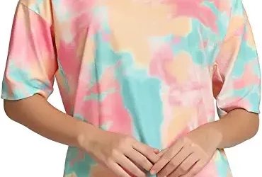 OM SAI LATEST CREATION Women's Lycra Striped Tie-Dye T-Shirt for Women Western Tees Travel, Casual, Night Wear Western Tops