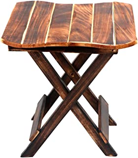 CraftsX2Z Wooden Square Folding Adjustable Brown End Table/Coffee Table/Lamp Stand