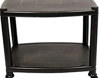 Esquire Plastic Glossy Delta Trolley Coffe Table (Black)
