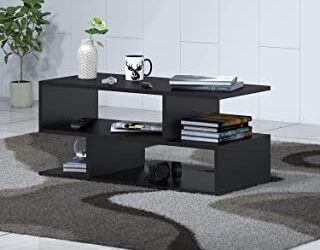 Klaxon S Shape Engineered Wood Coffee Table/Centre Table/Tea Table (Black)