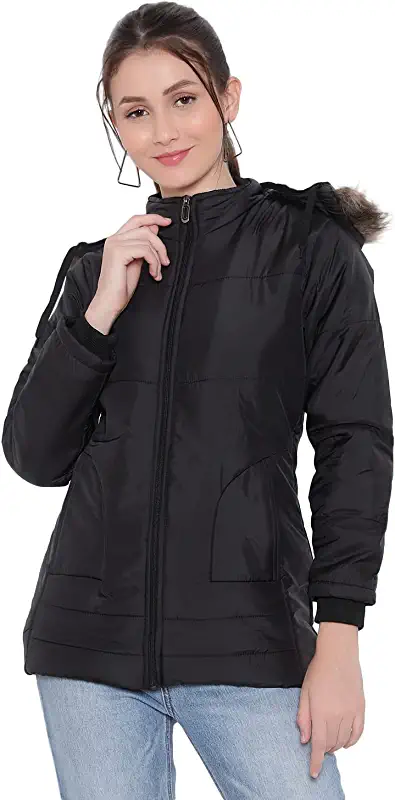 V-Girl Nylon Blend Quilted Stylish Regular Fit Puffer Winter Jacket for Women with Detachable Hood Jacket