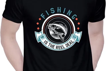 CreativiT Graphic Printed T-Shirt for Unisex Fishing is The Reel Deal Tshirt | Casual Half Sleeve Round Neck T-Shirt