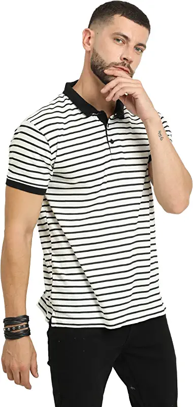 fanideaz Men’s Cotton Half Sleeve Striped Polo T-Shirts