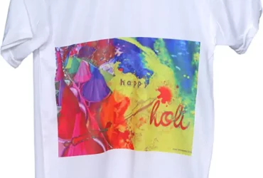 Meet Deals Holi T-Shirt Printed Round Neck and Half Sleeve White Customized Tshirt