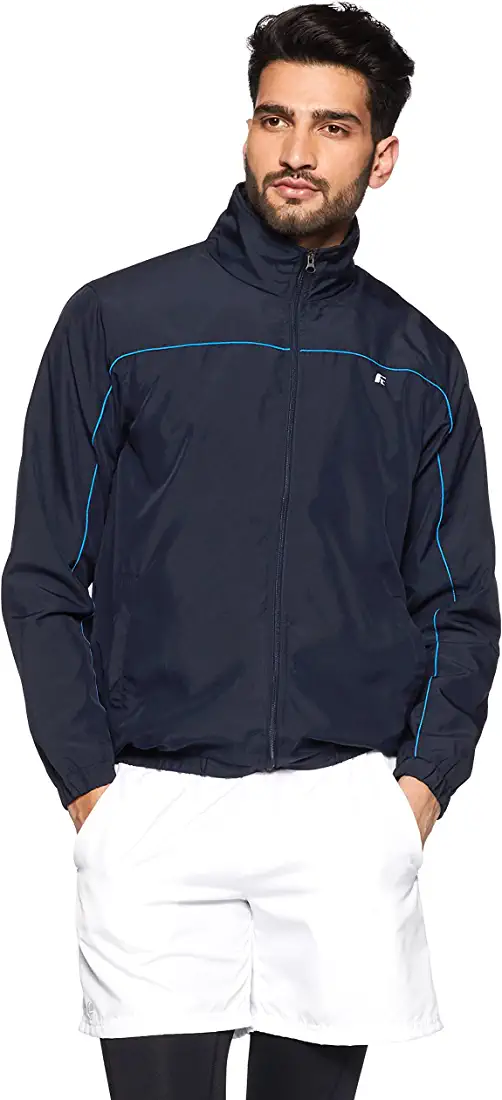 Fort Collins Men's Solid Regular Fit Nylon Activewear Jacket (95226 OL_Navy_XXL)